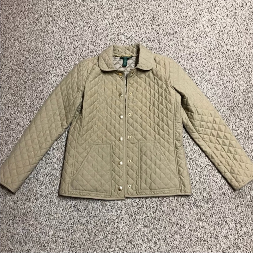 Ralph Lauren Tan Diamond Quilted Jacket